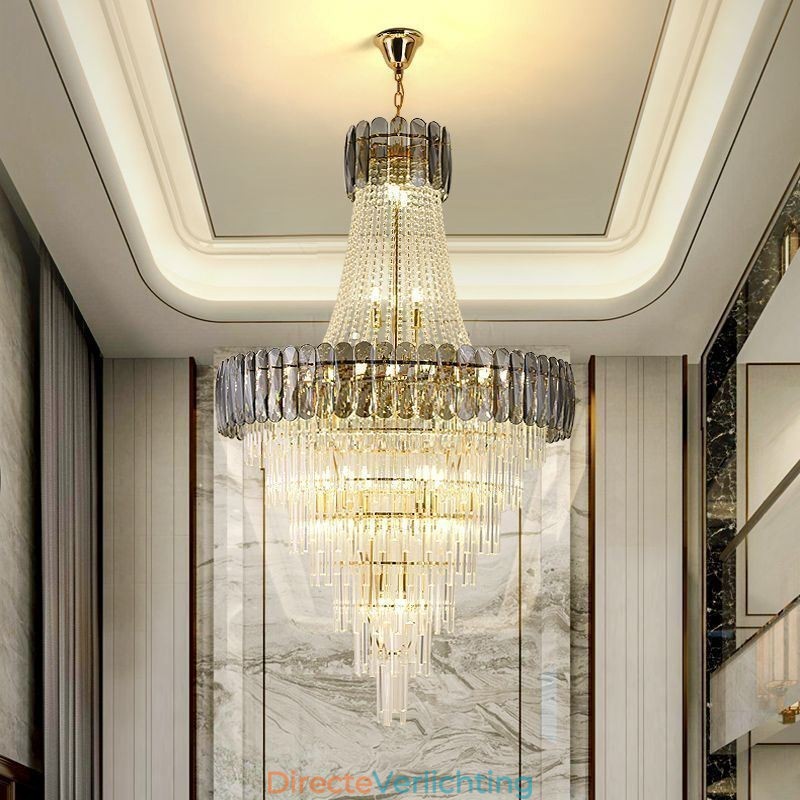 Europese elegante kristallen hanglamp kegelvormige plafondlamp