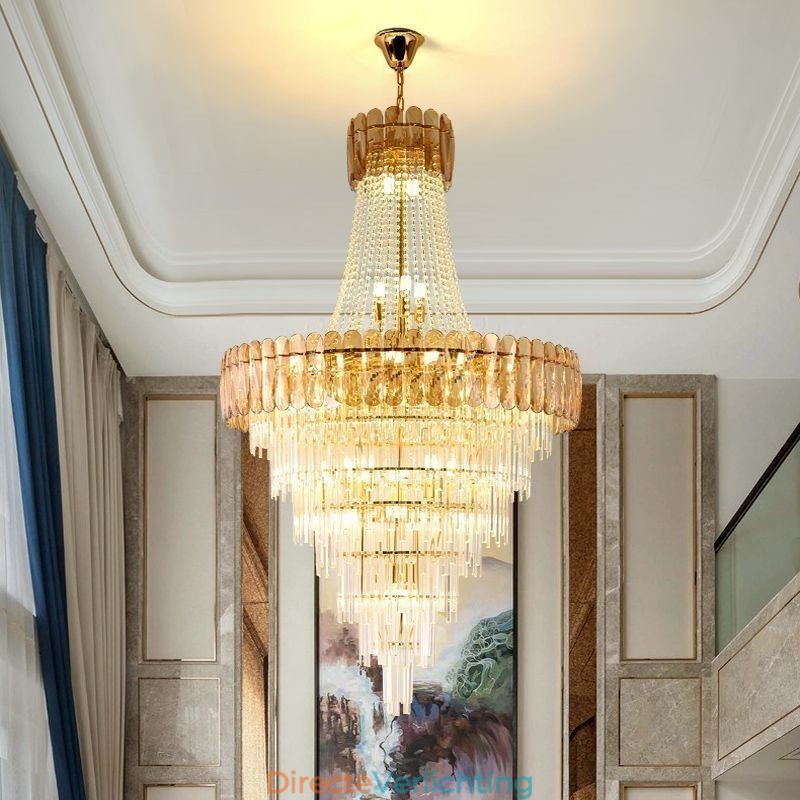 Europese elegante kristallen hanglamp kegelvormige plafondlamp