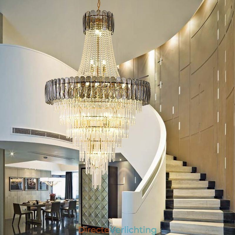 Europese elegante kristallen hanglamp kegelvormige plafondlamp