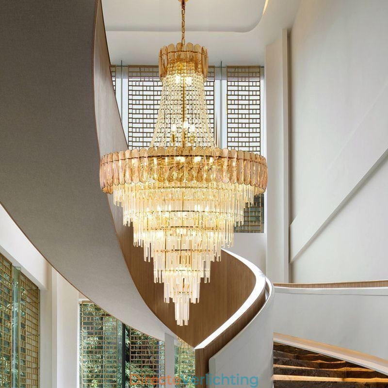 Europese elegante kristallen hanglamp kegelvormige plafondlamp