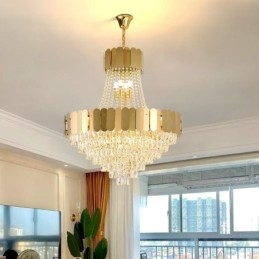 Moderne Kristal Goud K9 Hangende Plafondlamp
