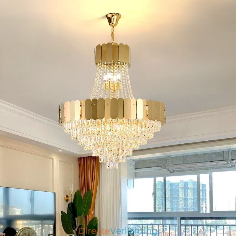 Moderne Kristal Goud K9 Hangende Plafondlamp
