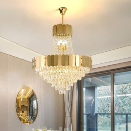 Moderne Kristal Goud K9 Hangende Plafondlamp