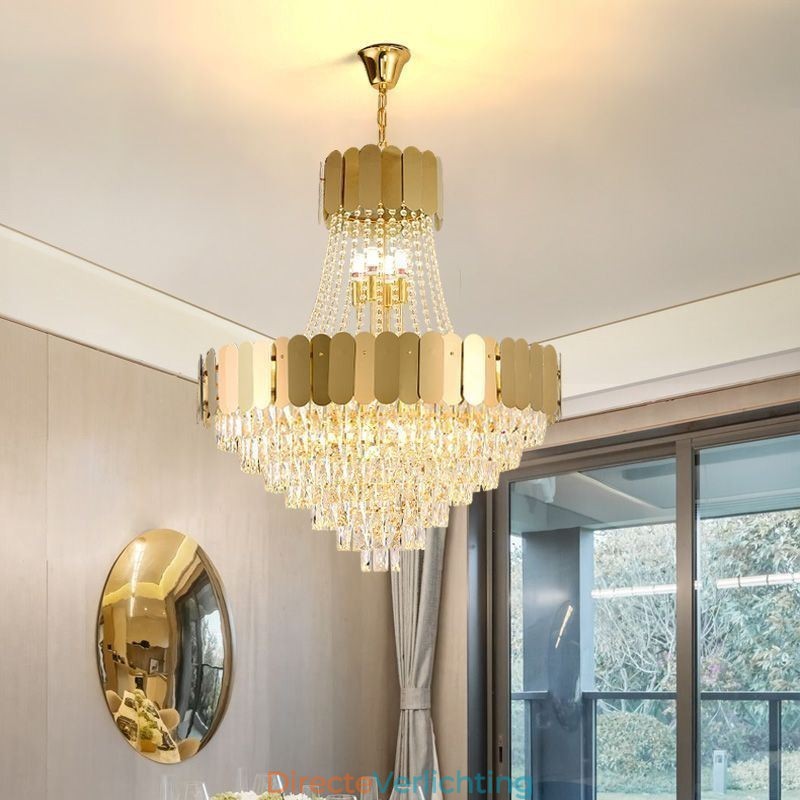 Moderne Kristal Goud K9 Hangende Plafondlamp