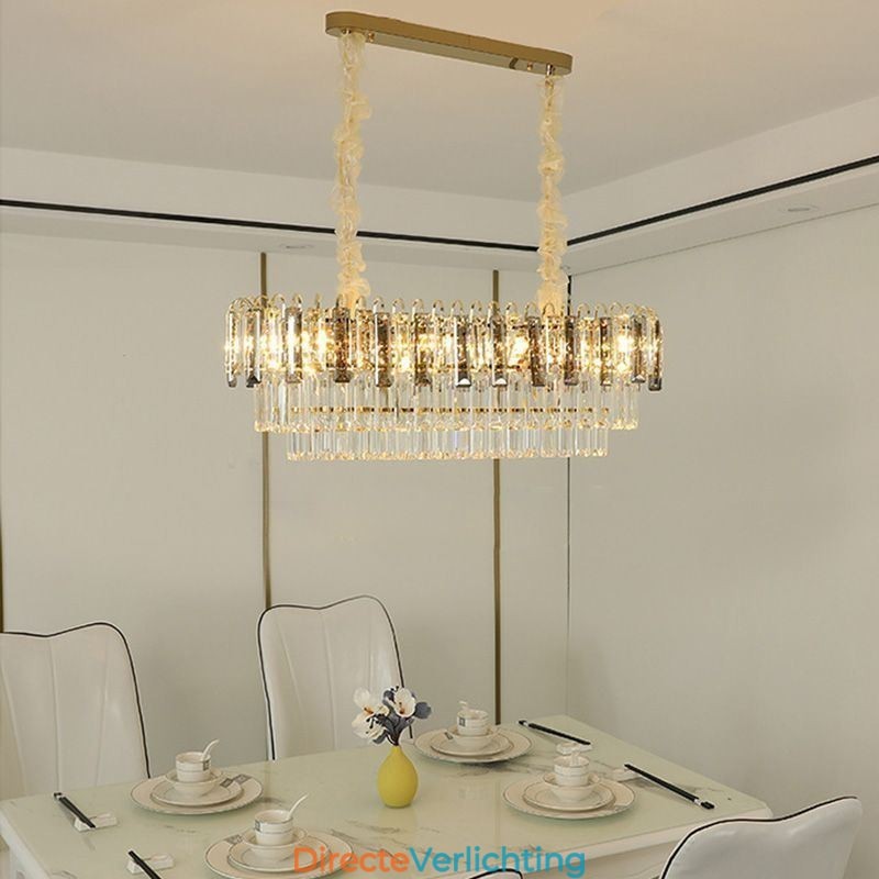 Rechthoekige hanglamp Kristallen plafondlamp