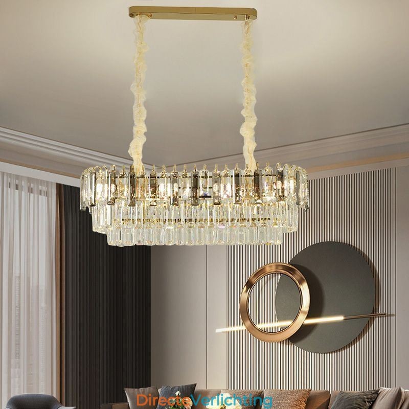 Rechthoekige hanglamp Kristallen plafondlamp