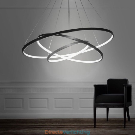 Moderne hanglamp aluminium zwart 3 ring hanglamp Moderne hanglamp aluminium zwart 3 ring hanglamp