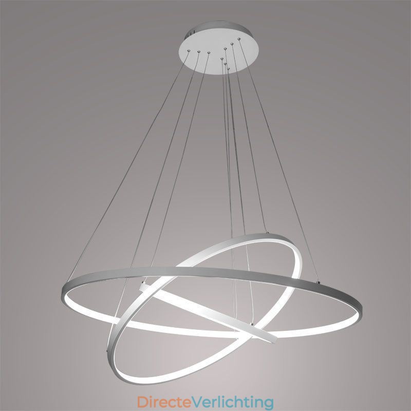 Moderne hanglamp aluminium zwart 3 ring hanglamp