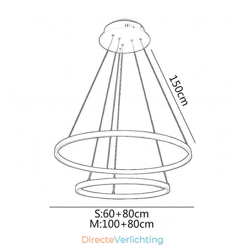 Moderne eenvoudige hanglamp van aluminium met dubbele ring