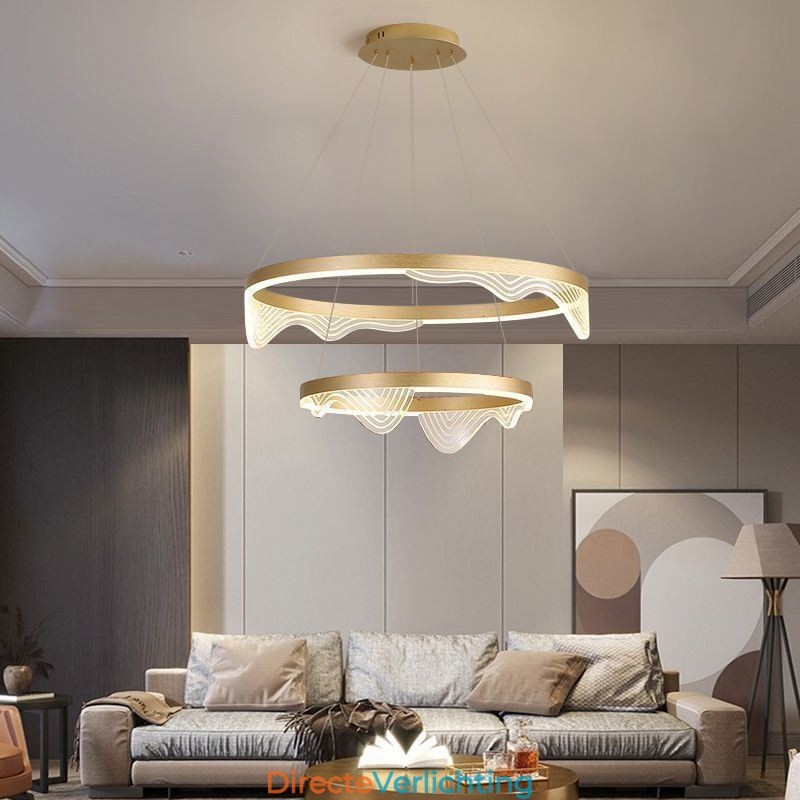 Golden Wave Ripple Hanglamp Plafondlamp 2 Lichten
