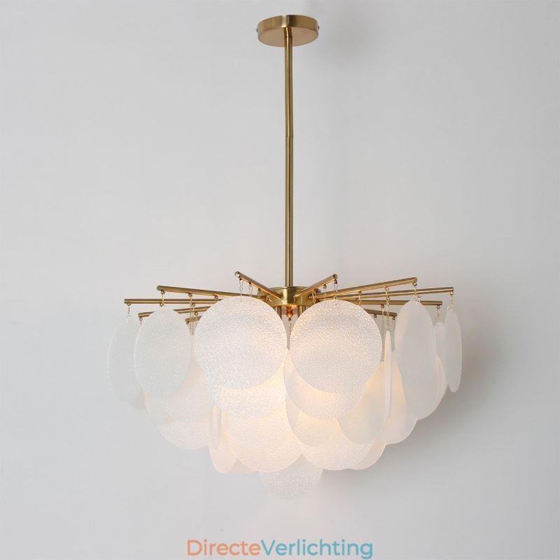 Moderne hanglamp met 6 lampen en glazen vorm