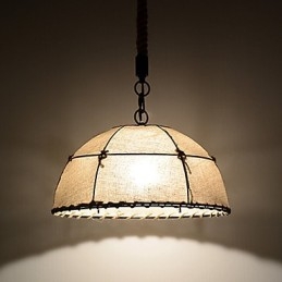 Halve ronde vormige 1-lichts hanglampen Vintage stijl Industrie stijl Gele stoffen en metalen druppellamp