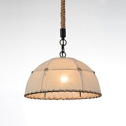 Halve ronde vormige 1-lichts hanglampen Vintage stijl Industrie stijl Gele stoffen en metalen druppellamp