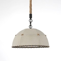 Halve ronde vormige 1-lichts hanglampen Vintage stijl Industrie stijl Gele stoffen en metalen druppellamp