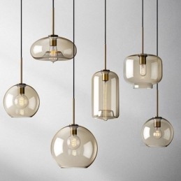 Glazen hanglamp Minimalistische cognackleurige decoratieve glazen lamp