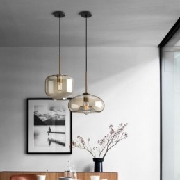 Glazen hanglamp Minimalistische cognackleurige decoratieve glazen lamp