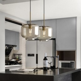 Glazen hanglamp Minimalistische cognackleurige decoratieve glazen lamp