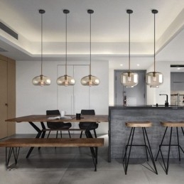 Glazen hanglamp Minimalistische cognackleurige decoratieve glazen lamp