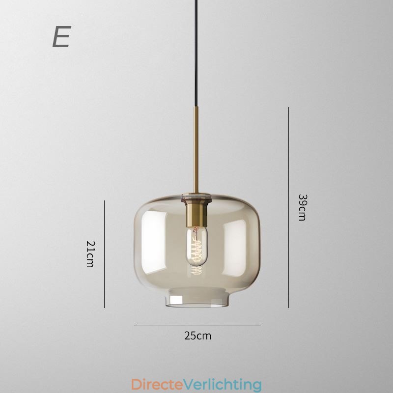 Glazen hanglamp Minimalistische cognackleurige decoratieve glazen lamp