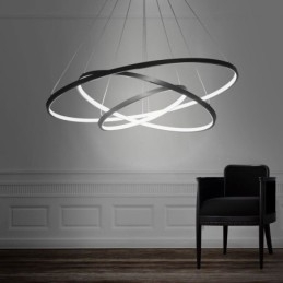 Moderne hanglamp aluminium zwart 3 ring hanglamp