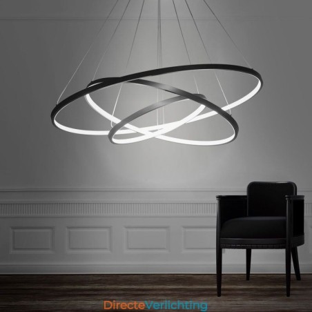 Moderne hanglamp aluminium zwart 3 ring hanglamp Moderne hanglamp aluminium zwart 3 ring hanglamp