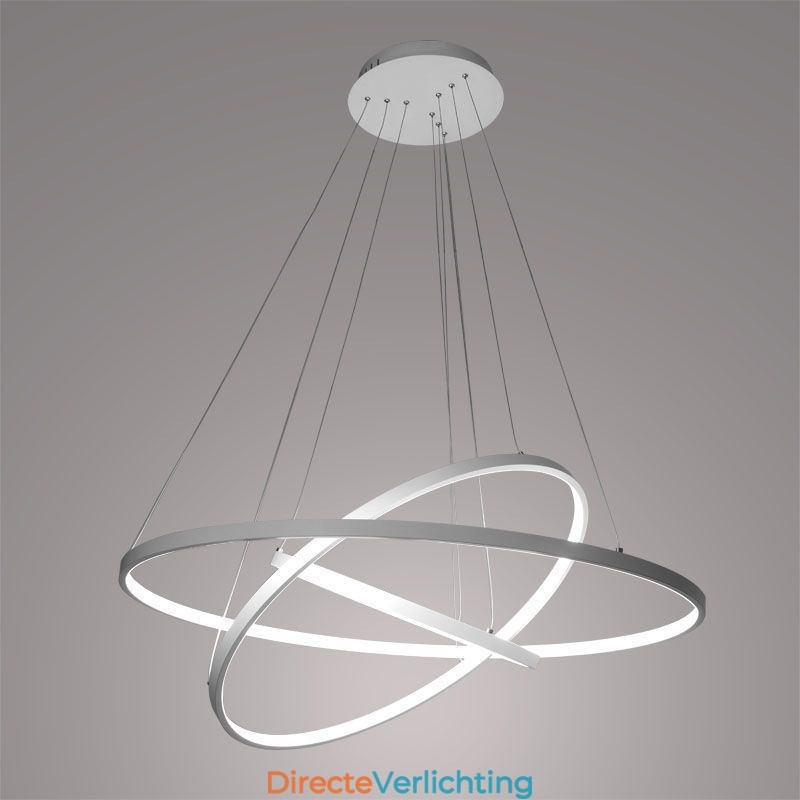 Moderne hanglamp aluminium zwart 3 ring hanglamp