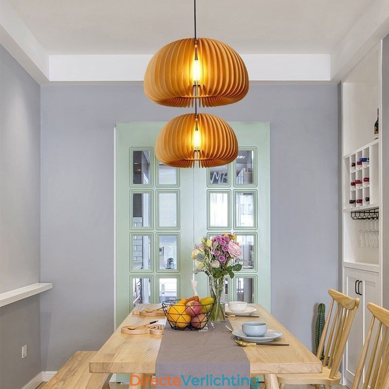 Retro Stijl Hanglamp Lindehouten Pompoen Hanglamp