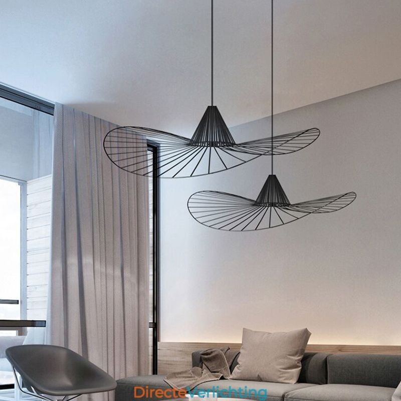 IJzeren hanglamp Eenvoudige strohoedlamp 1 licht