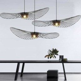IJzeren hanglamp strohoedlamp 1 licht