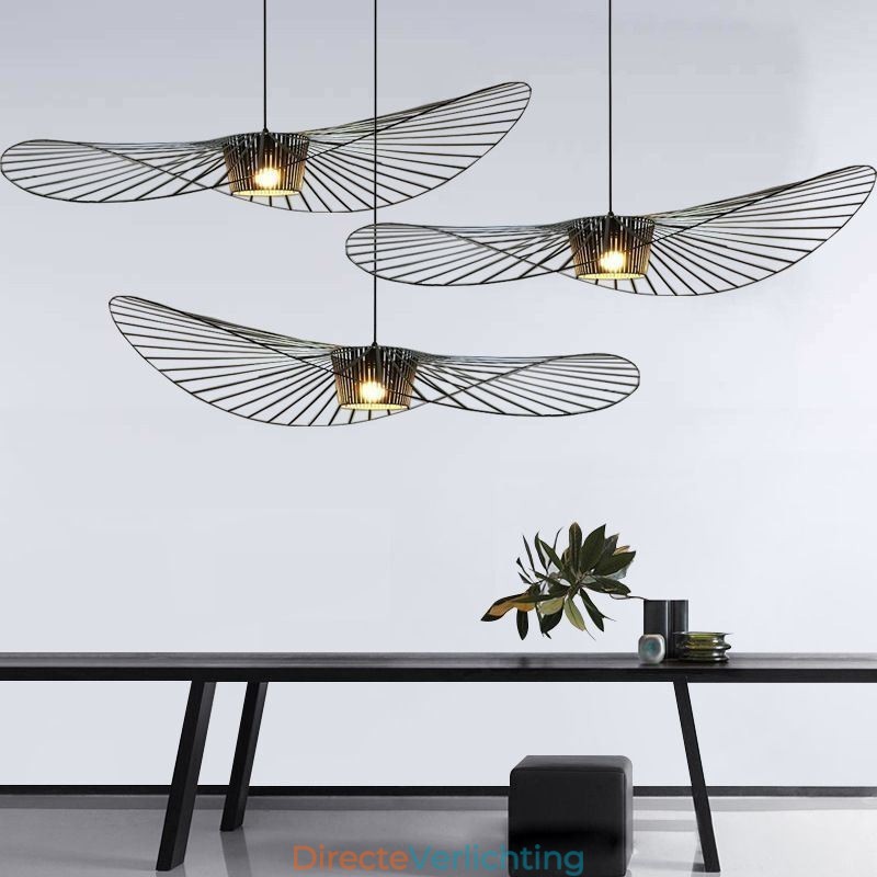 IJzeren hanglamp strohoedlamp 1 licht