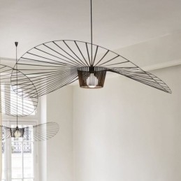 IJzeren hanglamp strohoedlamp 1 licht