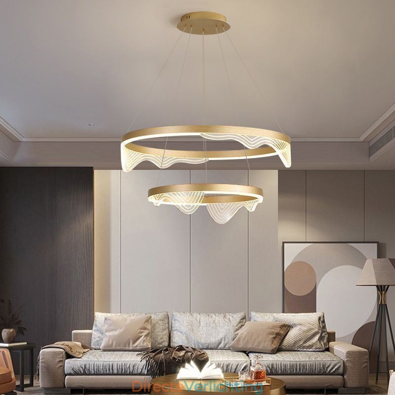 Golden Wave Ripple Hanglamp Plafondlamp 2 Lichten