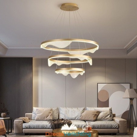 Hanglamp Golden Wave Ripple Hanglamp 3 Lichts Hanglamp Golden Wave Ripple Hanglamp 3 Lichts