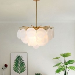 Moderne hanglamp met 6 lampen en glazen vorm