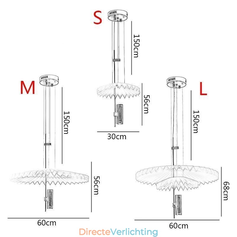 Moderne geplooide hanglamp, decoratieve verlichting van acryl