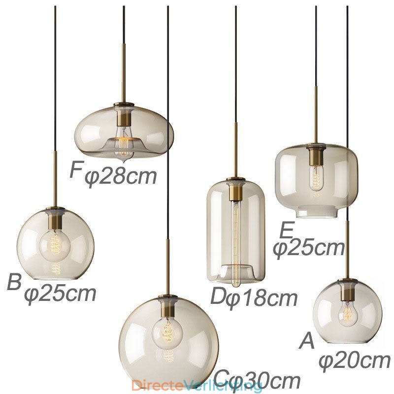 Glazen hanglamp Minimalistische cognackleurige decoratieve glazen lamp