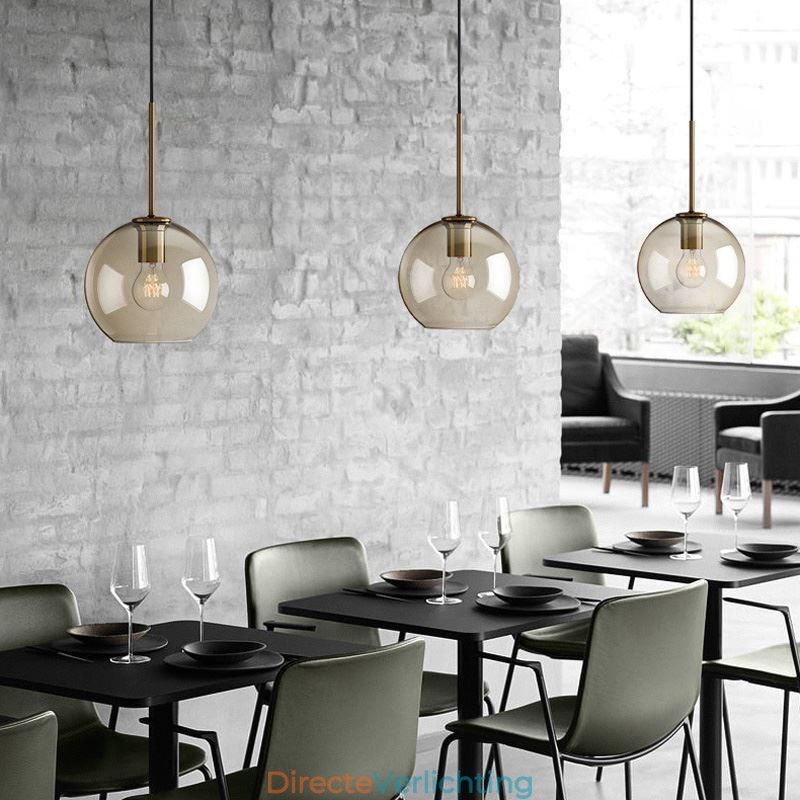 Glazen hanglamp Minimalistische cognackleurige decoratieve glazen lamp