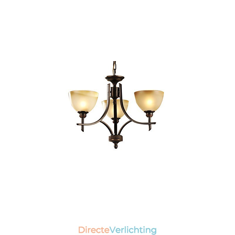 Elegante kroonluchter met 3 lampen in warm licht