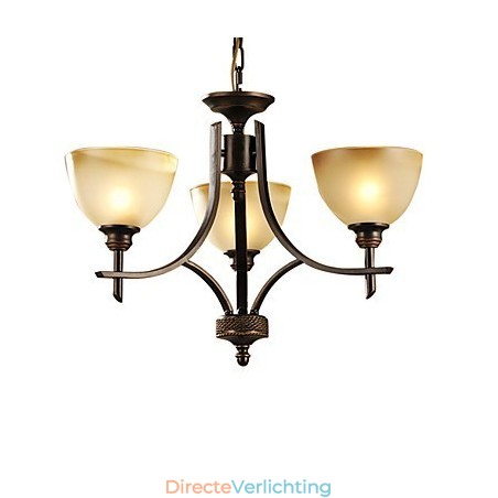 Elegante kroonluchter met 3 lampen in warm licht Elegante kroonluchter met 3 lampen in warm licht