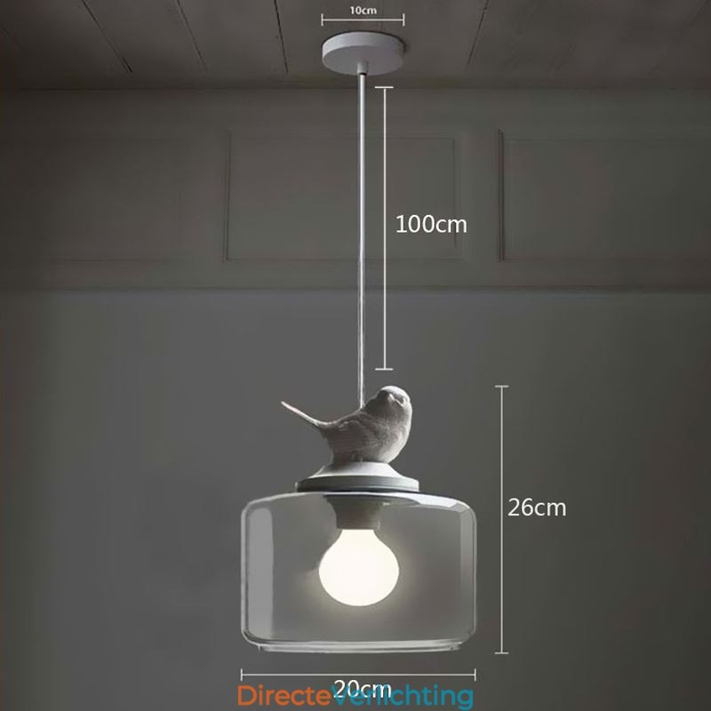 Retro Stijl Glazen Hanglamp Kleine Vogel Decoratieve Verlichting