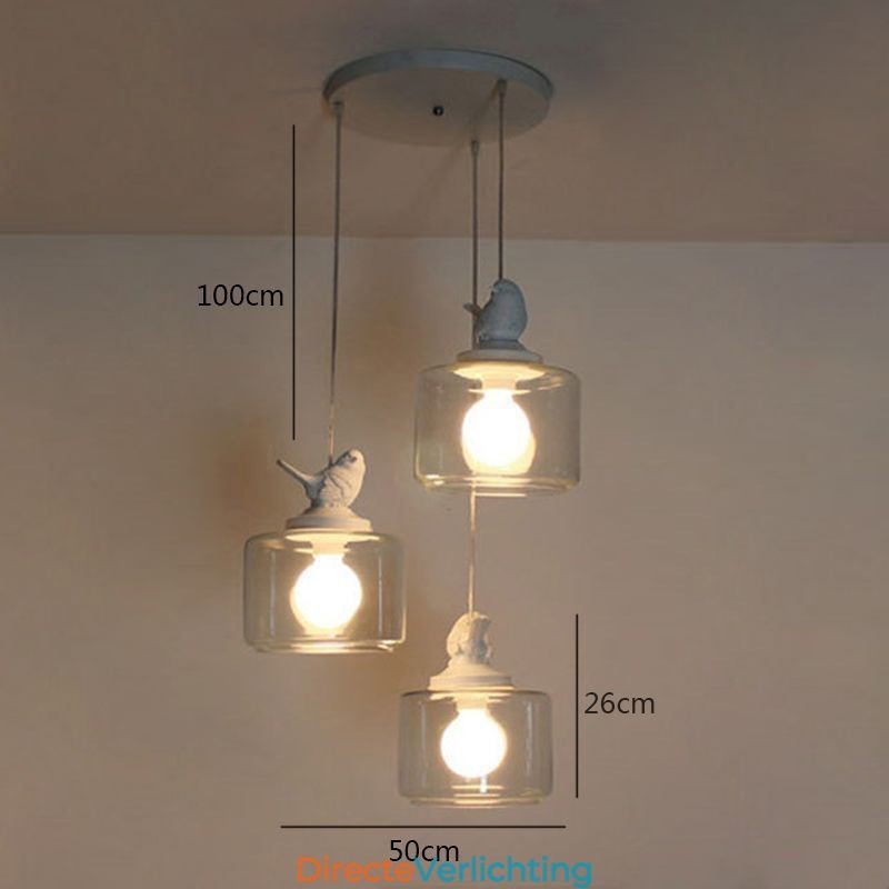 Retro Stijl Glazen Hanglamp Kleine Vogel Decoratieve Verlichting