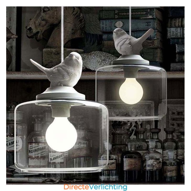 Retro Stijl Glazen Hanglamp Kleine Vogel Decoratieve Verlichting