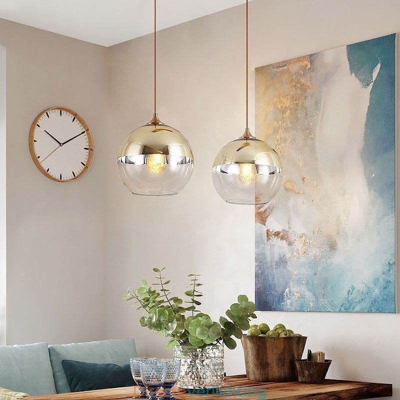 Creatieve hanglamp van ijzer en glas, decoratieve verlichting