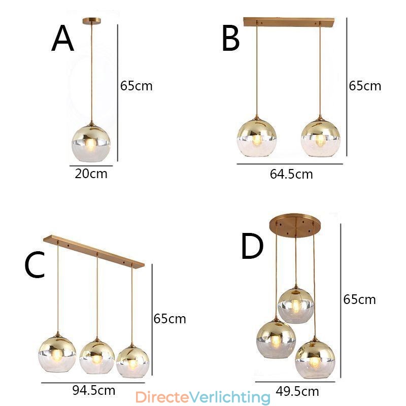 Creatieve hanglamp van ijzer en glas, decoratieve verlichting