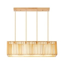 Minimalistische hanglamp in de vorm van een houten kooi