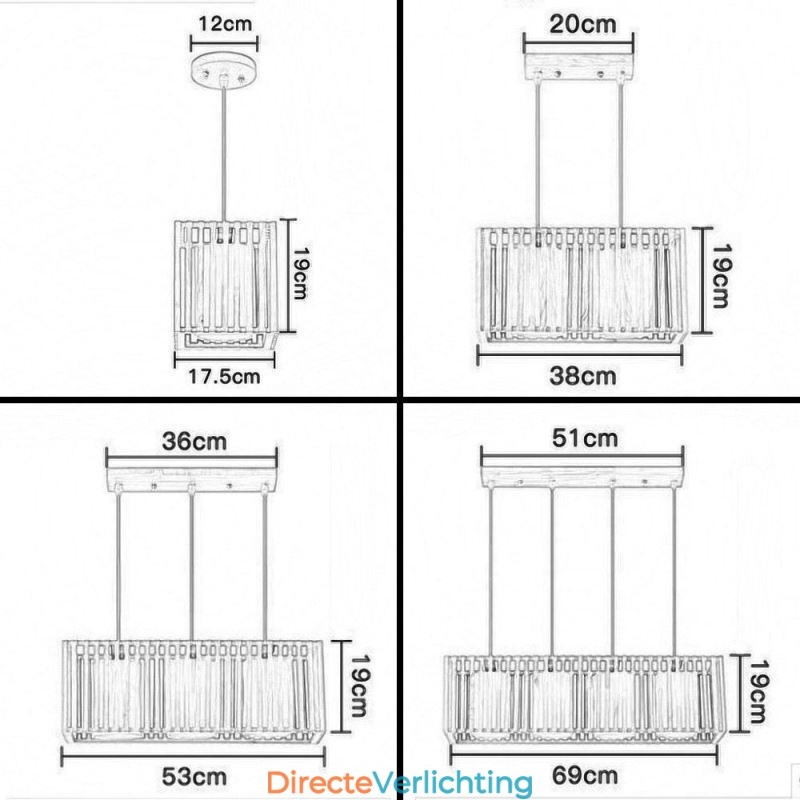Minimalistische hanglamp in de vorm van een houten kooi
