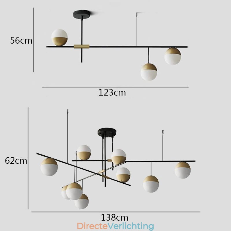 Glazen bol kroonluchter plafondlamp