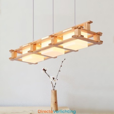 Creatieve 3-lichts eikenhouten hanglamp Decoratieve houten plafondlamp Café Creatieve 3-lichts eikenhouten hanglamp Decoratieve houten plafondlamp Café