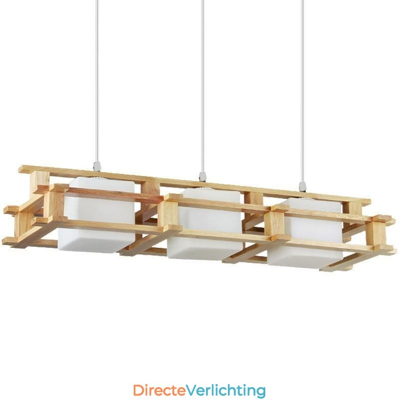 Creatieve 3-lichts eikenhouten hanglamp Decoratieve houten plafondlamp Café