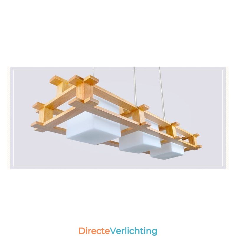 Creatieve 3-lichts eikenhouten hanglamp Decoratieve houten plafondlamp Café